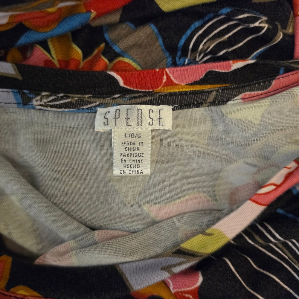 Spense Colorful Floral Print Scoop Neck Slit Side Maxi Dress Size Large GC - Picture 2 of 7